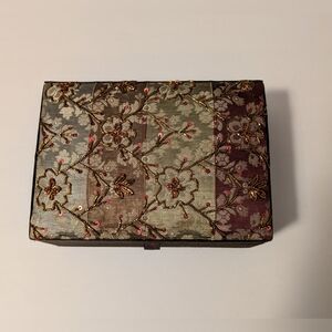 Jewelry Box Floral Brocade Jewelry Box Removable Inside Tray 3 Compartments
